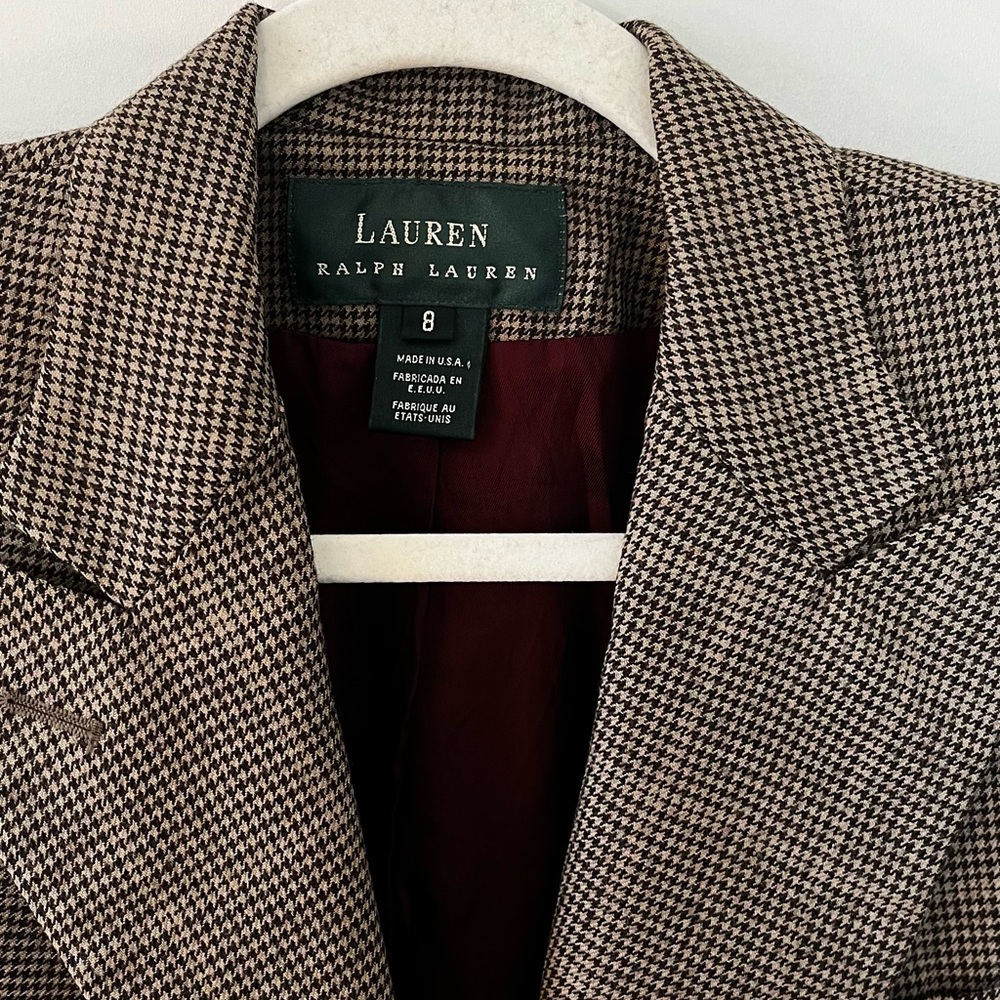 Ralph Lauren Double-Breasted Blazer in Brown Check - Picture 2 of 4